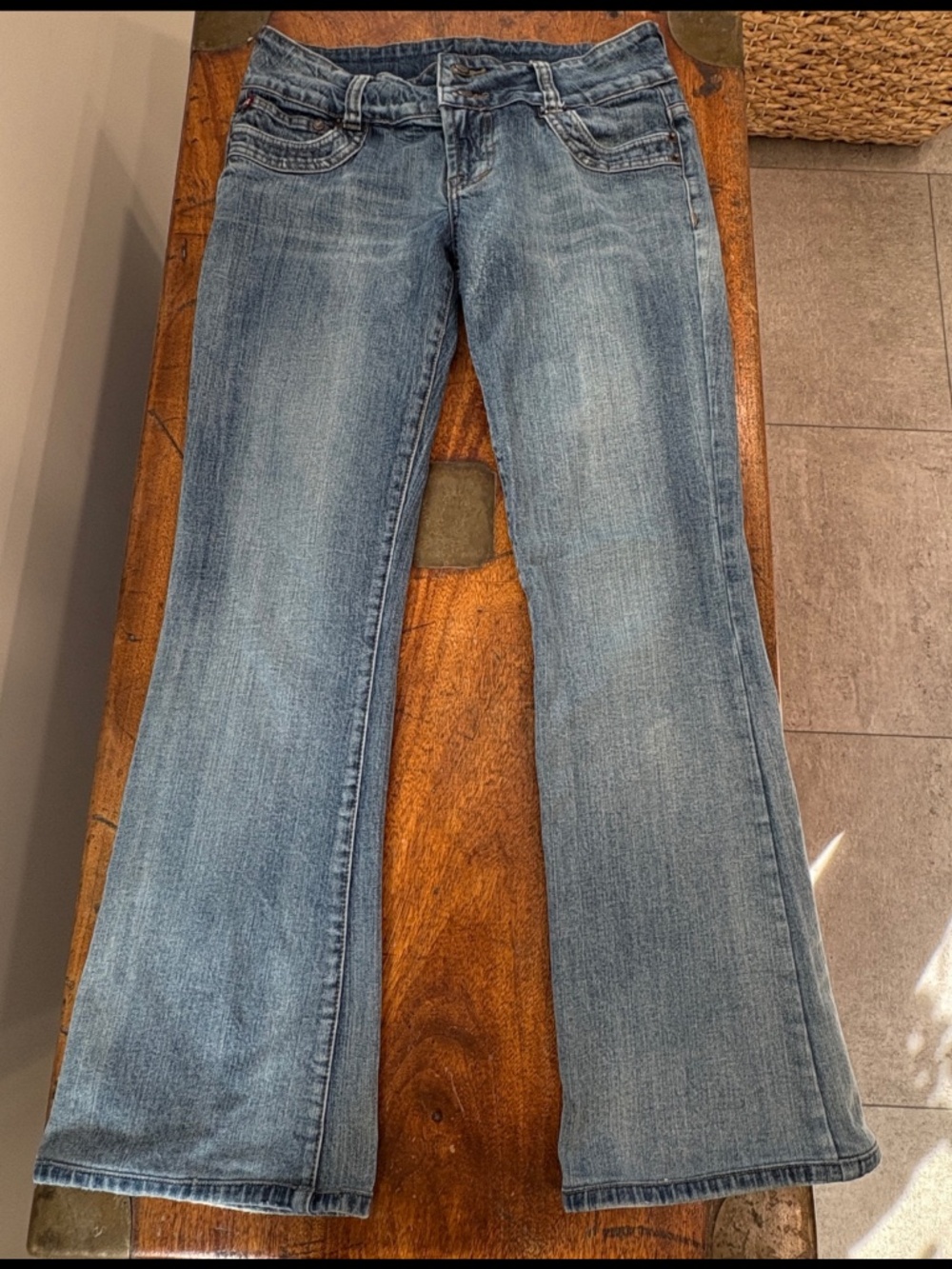 Makers of True Originals Women's Low to Mid Rise Boot Cut Jeans Light Blue Denim
